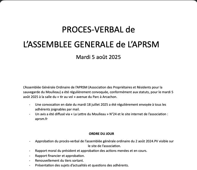 PV de l’AG du 5 août 2025